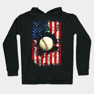 Patriotic Baseball 4th Of July Men USA American Flag Boys Mens Hoodie